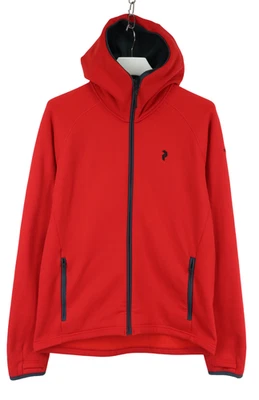 PEAK PERFORMANCE Chill Z H 卫衣男式大号红色全拉链连帽标志 — 第 1/4 张图片