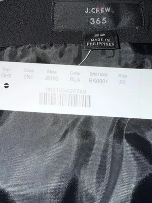 Falda J Crew 365 Talla 22 Espalda Cremallera Forrada Poli Tejido Negra Sólida Carrera Nueva con Etiquetas Foto 1 de 4