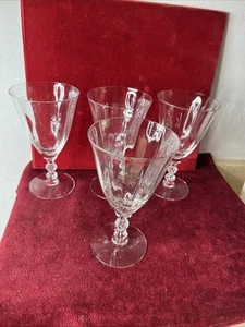 Fostoria Greenbriar Stem 6026 Optic Clear USA 6 1/4" Low Water Goblets Set of 4 - Picture 1 of 7