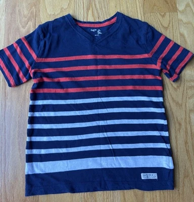 Gap Kids T-shirt Short Sleeve Youth Boy S 6/7 Blue Red  Stripe - Image 1 of 3