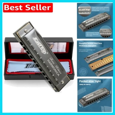 Silver Grey Mouth Organ in C - Professional Harmonica for Versatile Music Play - Image 1 of 4