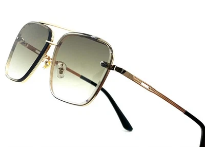 GAFAS DE SOL PARA HOMBRE DISEÑADOR OVERSIZE CUADRADAS RETRO MARCO DORADO TONOS MUJERES Metal Foto 1 de 4