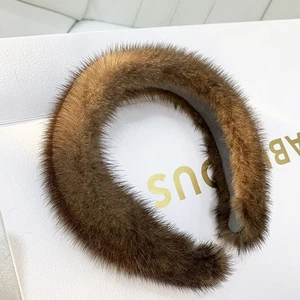 New Arrival Women winter 100% Real Mink Fur Headbands  Real Fur Hair Band Lady - Picture 1 of 16