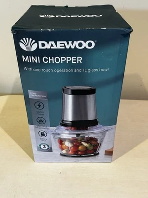 Daewoo Mini Chopper 500W 1L Glass Bowl Stainless Steel Blades New Opened Box - Image 1 of 4