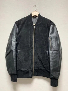 Ben Davis MA-1 Flight Leather Jacket, Riders, Size: L Black limited From JAPAN - Picture 1 of 12