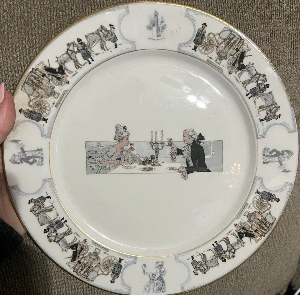 Антикварная фарфоровая обеденная тарелка 1920-е отель Oregon Lamberton Portland ORE 11 дюймов Prael - Изображение 1 из 2