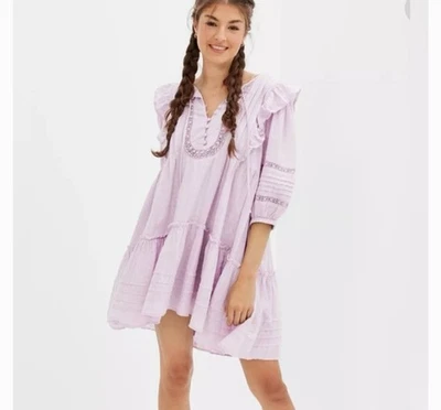 Vestido Babydoll American Eagle Volantes Lavanda Talla L Foto 1 de 4