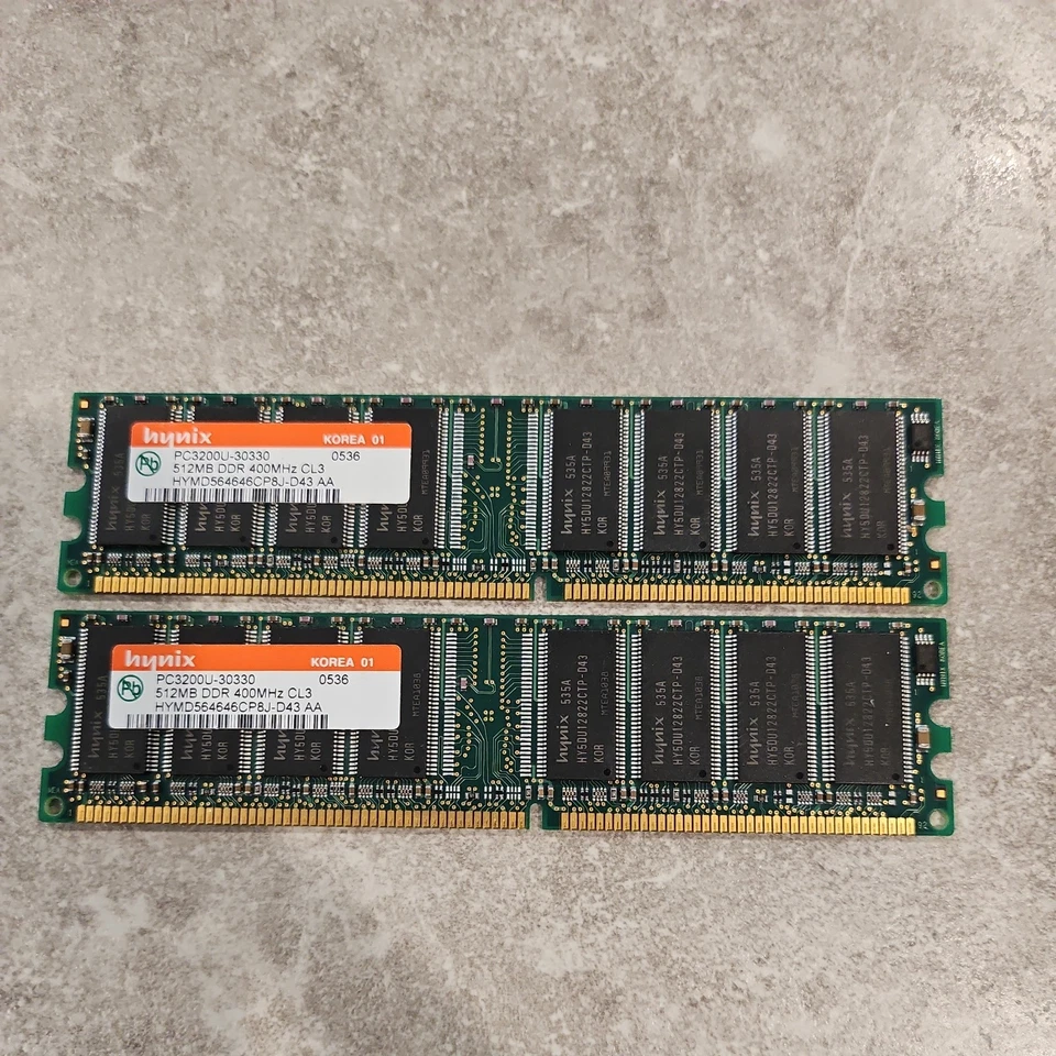 2x Hynix 512MB PC3200U DDR 400MHz CL3 - Image 1 of 1
