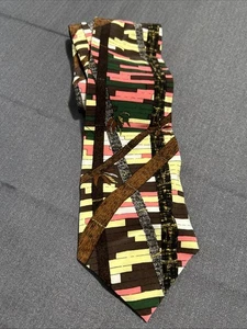 Je Suis Multicolor Geometric Neck Tie 100% Silk - Picture 1 of 2