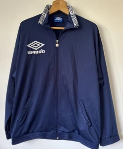 Vintage Umbro Track Jacket Mens  Medium Blue 90s Oversized Full Zip Tape Collar - Picture 1 of 13