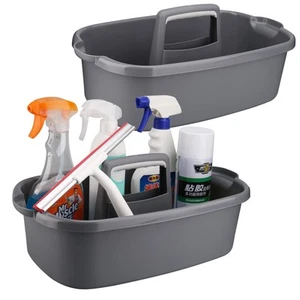 Cleaning Caddy Organizer with Handle, Gray Plastic Bucket for Cleaning Suppli... - Bild 1 von 7