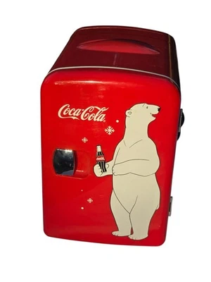 Red Coca Cola Polar Bear Coke Mini Fridge Compact Personal Refrigerator Retro - Image 1 of 4