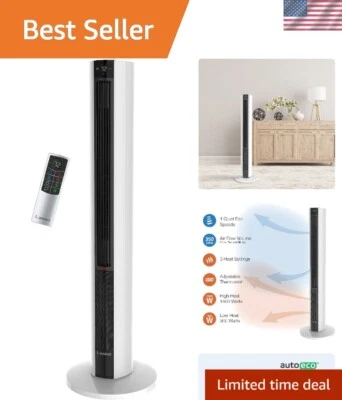 Quiet 4-Speed Bladeless Tower Heater & Fan - Remote Control, -Round Comfort - Image 1 of 4