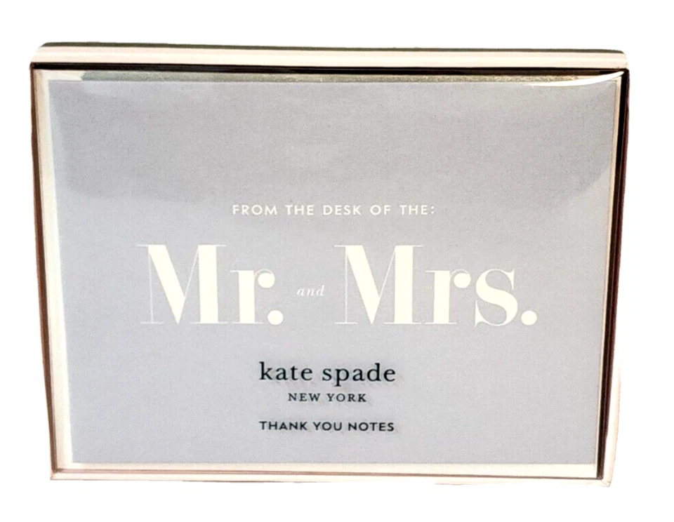 Kate Spade Mr. & Mrs. Juego de 10 tarjetas y sobres de agradecimiento multicolor nuevo Foto 1 de 4