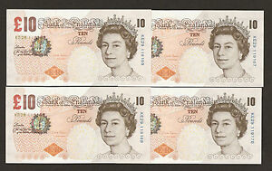 4 x 2012 England £10 Pounds  ( Chris Salmon Signature ) Uncirculated