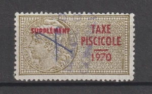France Revenue Stamp Fiscal Fiscaux Taxe Piscicole Fishing License Yv 158 1970 - Foto 1 di 1