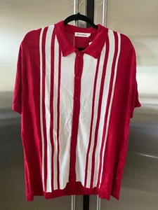 Neu mit Etikett Oc Order Plus rotes Hemd mit Knopfleiste und Streifen XXL - Bild 1 von 4