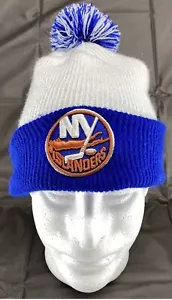 New York Islanders Fanatics Cuffed Knit Winter Hat With Pom White & Blue NHL - Picture 1 of 5