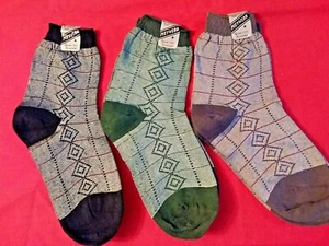 Three Pairs Vintage Men's Meywebb Patterned Socks - Brown, Green, Gray - NWT New - Picture 1 of 6
