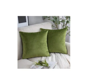 Phantoscope Pack of 2 Velvet Decorative Throw Pillow Covers Green Square 18x18 - Picture 1 of 2