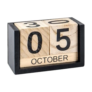 Notakia Wooden Desk Blocks Calendar Perpetual Block Month Date Display （Large... - Picture 1 of 8