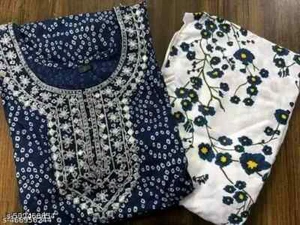 Conjunto kurti de uso diario | Conjuntos Kurta para mujer | Conjunto kurta de rayón | Envío gratuito - Imagen 1 de 7