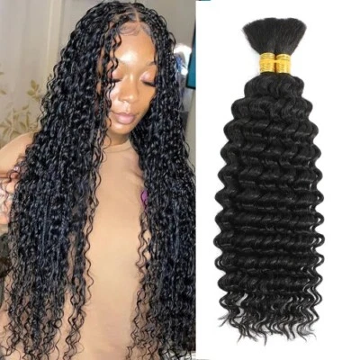 Human Braiding Hair Deep Wave Bulk Human Hair No Weft Hair Bundles Braiding Hair - Image 1 of 4