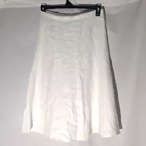 Talbots Women's Irish Linen Skirt Size 6P, A-Line White Midi Fully Lined, Zipper - Picture 1 of 11
