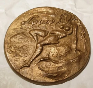 Rarissima medaglia arte cast francese fiume La Loira 1971 125mm di Despierre Nudes - Foto 1 di 4
