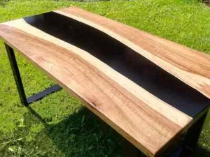 36" x 22" Epoxy Resin Table Top Handmade Wooden Home Furniture - Picture 1 of 1