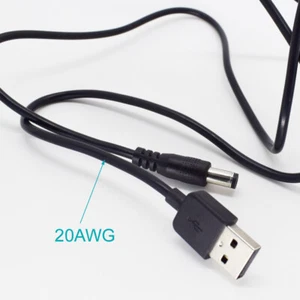 5pcs 1M/3.3FT USB 2.0 Male to 5.5x2.1mm Male 20AWG DC Power Charger Cable - Picture 1 of 8