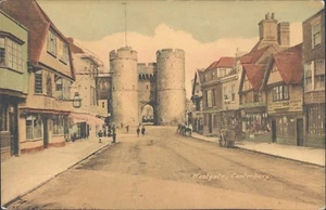 UK Canterbury Westgate animated street 1910s PC - Picture 1 of 2