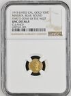 1915 California Fractional Gold One Hart's Coins Of The West Ngc Unc Cmrd-5