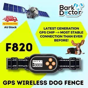 F820 GPS WIRELESS OUTDOOR ELECTRONIC BOUNDARY PET DOG FENCE E-COLLAR WATERPROOF - Picture 1 of 15