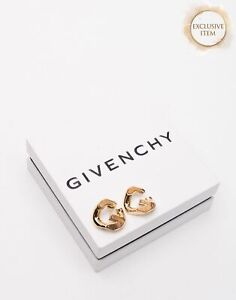 RRP€450 GIVENCHY Brass G Chain Earrings Gold Tone Stud Closure Made in Italy