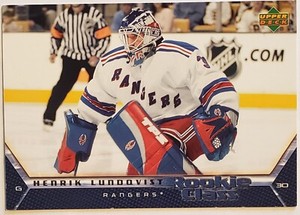 Henrik Lundqvist 2005-06 UD Rookie Class Commemerorative BoxTopper #CC3 Rangers