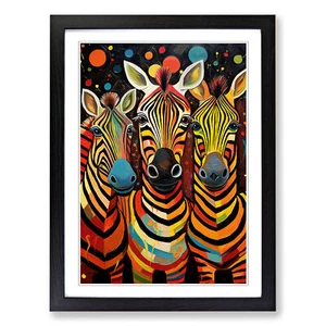 Zebra Expressionism No.2 Framed Canvas Wall Art Print Poster Picture, Home Decor - Picture 1 of 8