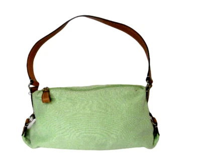 Cartera Fossil Hierba Marina Verde Tejido Bolso de Hombro Correa de Cuero Forrada Floral M Foto 1 de 4