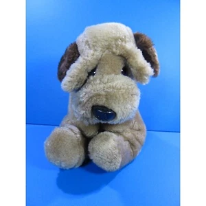 Vintage Plüsch Welpe Stofftier entzückender brauner & hellbrauner Hund 1986 Polyester Made in - Bild 1 von 8