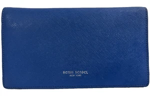 Cartera plegable azul Henri Bendel compartimento para pasaporte cartera de viaje - Imagen 1 de 6