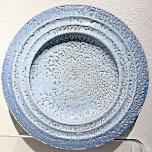 Signed Victoria Avakian Ross Studio Pottery Plate 11" Blue Crackle Glaze Oregon - Picture 1 of 8