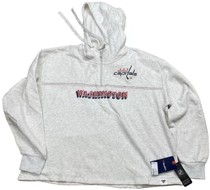 Fanatics 3XL Ash Washington Capitals Classics Legacy Quarter-Zip Hoodie Women's - Picture 1 of 12
