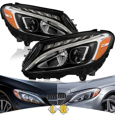 Headlight Assembly Set Fits 2015-2020 Mercedes-Benz C300 2015 C400 C63 AMG Foto 1 de 4