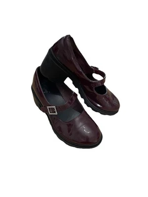Jellypop Heeled Burgundy Mary Jane Dress Shoes Delaney Girls Size 4.5 Rhinestone - Imagem 1 de 4