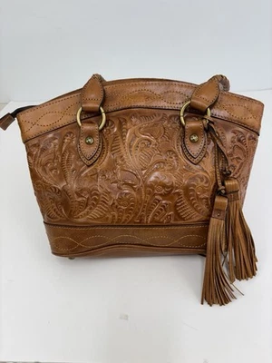 Patricia Nash Shoulder Bag, Tooled Leather with Round Braided Handles /j - Image 1 of 4