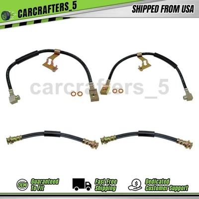 4 Front Rear Brake Hydraulic Hose For 1990 Chrysler Daytona LeBaron Shadow 2.2L - Image 1 of 4