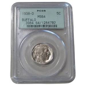1938-D Buffalo Nickel PCGS MS64 Old Green Holder Looks gem - Picture 1 of 2