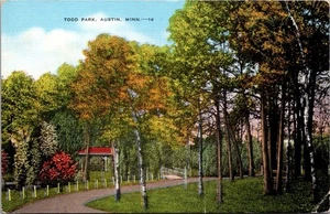 Tood Park Austin Minn Linen Postcard - Foto 1 di 4