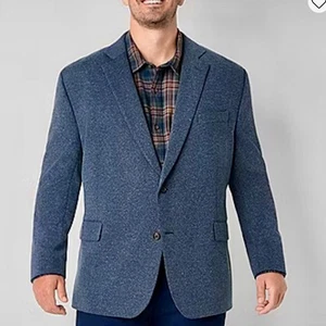 NWT Stafford Linen Blend Sport Coat Blazer Big & Tall Men 60L Navy Blue $210MSRP - Picture 1 of 11