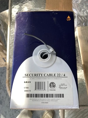 INTERTEK   Security  Cable   22 AWG , 4 Conductor, 1,000 Ft. Grey, Unshielded - Image 1 of 3